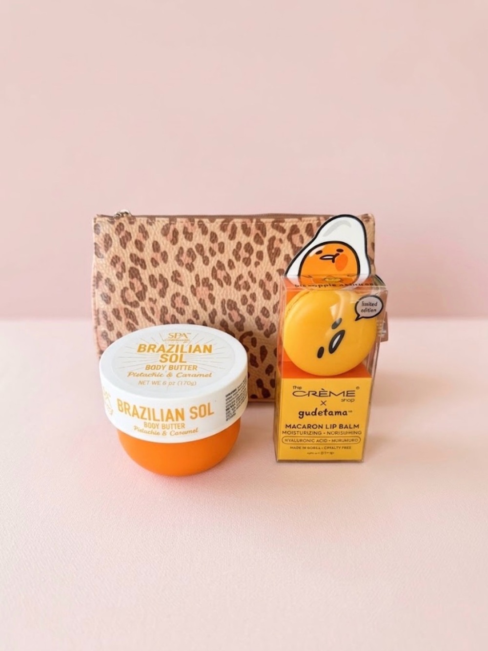 Brazilian Sol Body Butter, Macaron Lip Balm & Makeup Pouch Gift Set